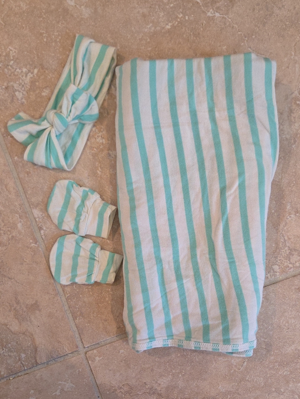 Lou Lou & Company Mint and White Striped Bamboo Swaddle Blanket Set